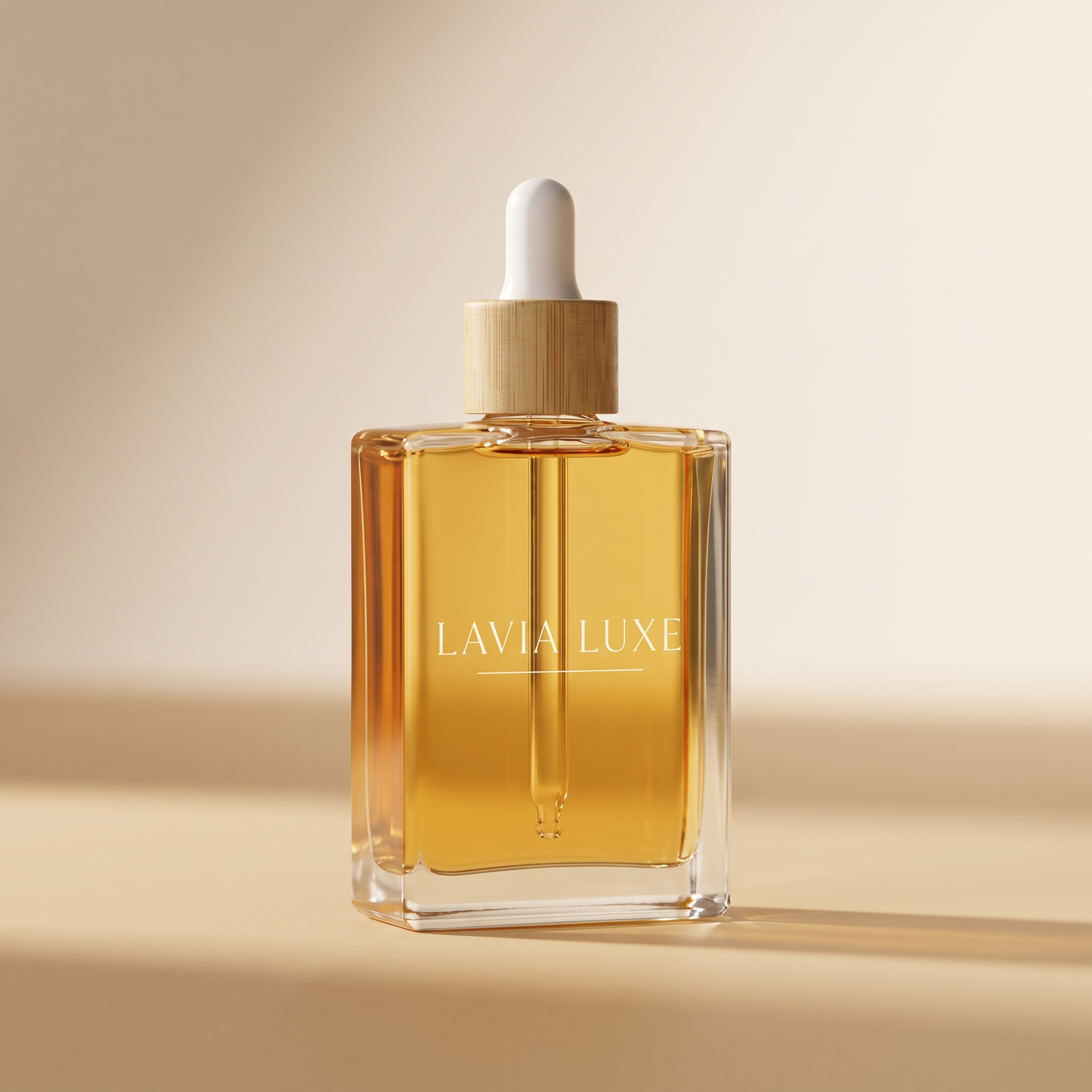 Lavia Luxe Aprikosen-Mandel-Körperöl im Glasflakon mit Bambus-Pipette, 100 ml